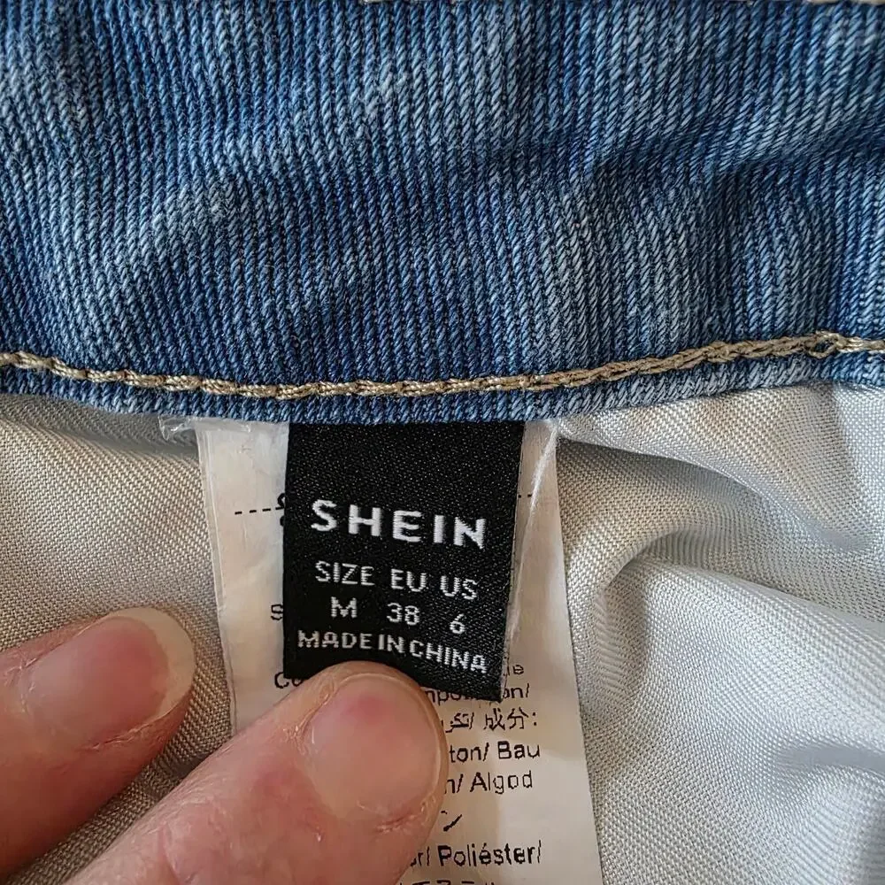 SHEIN EZwear High Waist Heart Print Wide Leg Jeans Size M - Picture 3 of 7